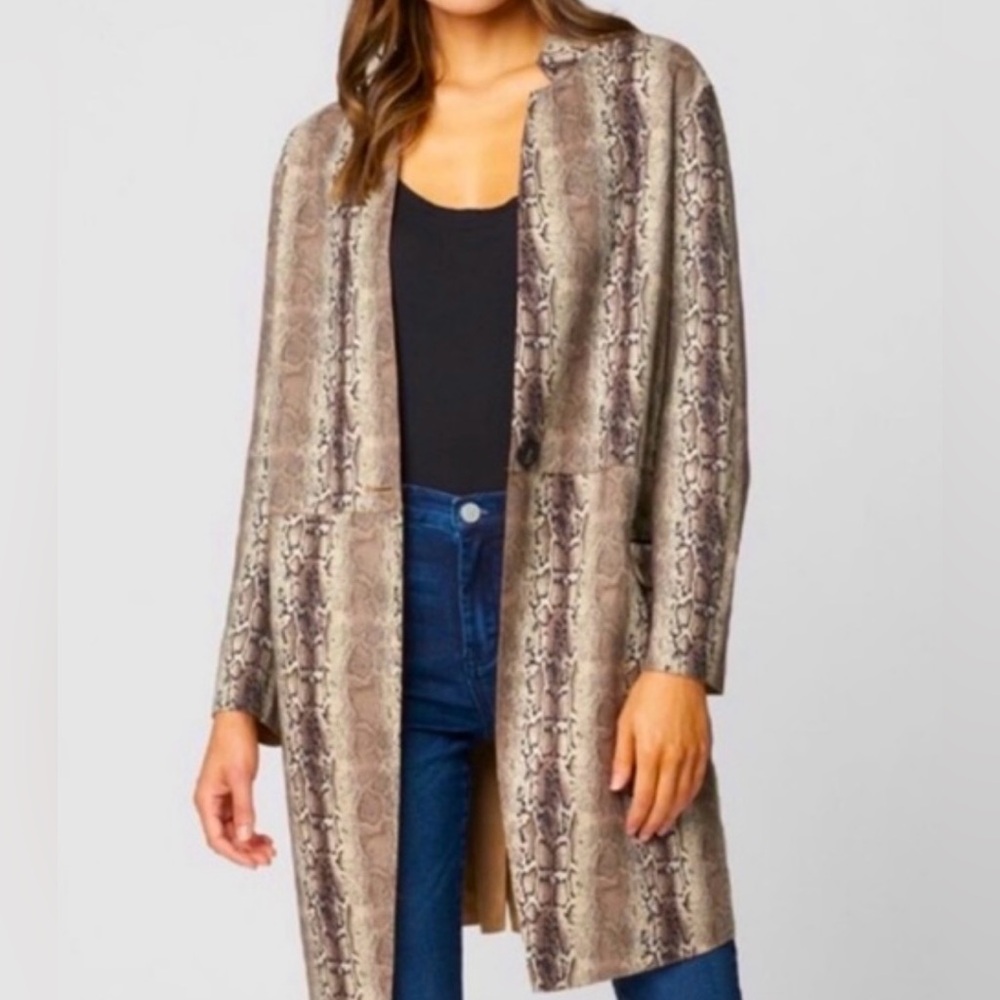 ANTHROPOLOGIE: BLANK NYC SNAKE CHARMER SNAKE PRINT JACKET- SZ XS